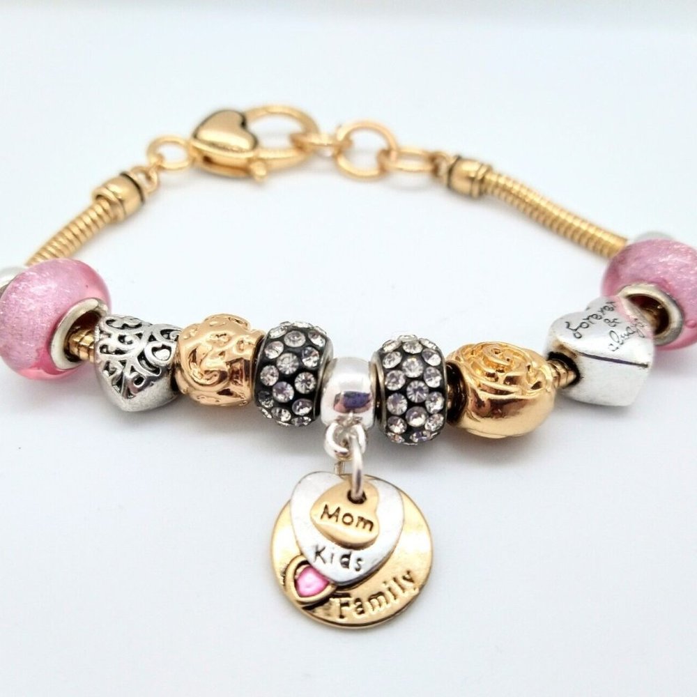Family Gold Tone Charm Bracelet